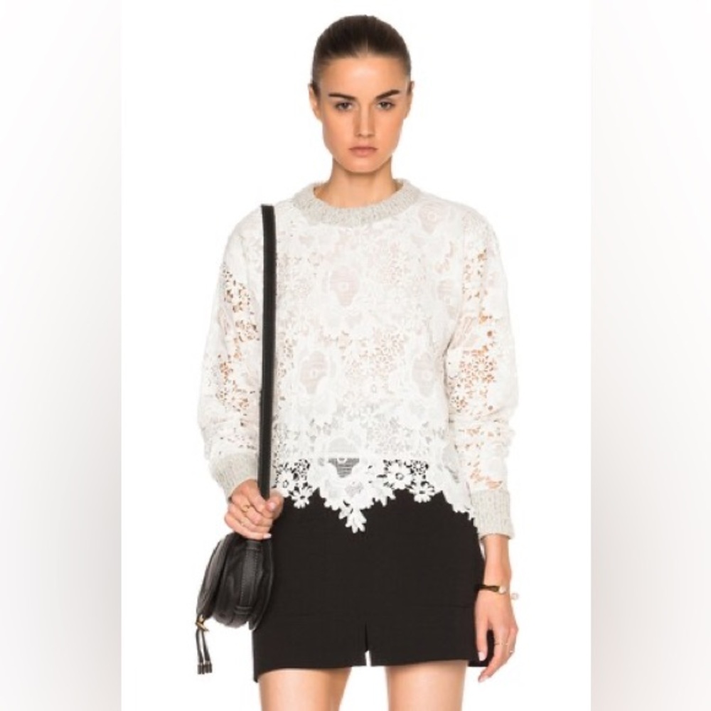 SEE BY CHLOE Women’s Lace Pullover Sweater Milk Color Size Medium - Picture 1 of 13